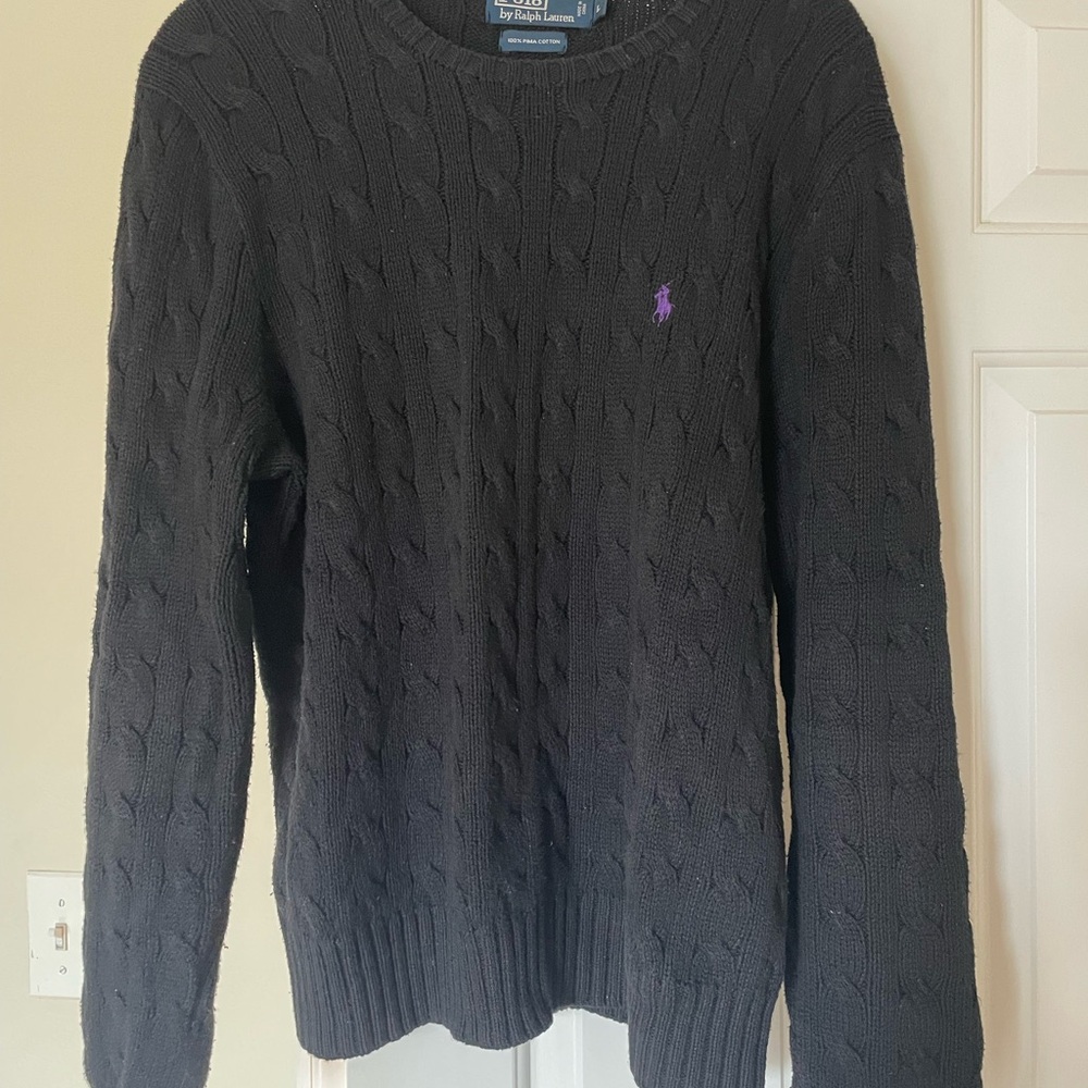Polo by Ralph Lauren Black Cable Knit Sweater